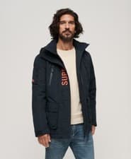 Image of Superdry Jacket Coat Hooded Ultimate Windcheater Jacket Zip Pockets Blue Orange