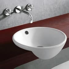 Image of Alsace 435mm White Ceramic Round Semi Recessed Basin