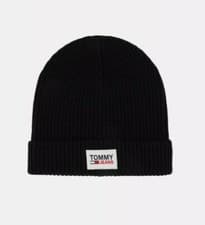 Image of TOMMY HILFIGURE BEANIE BLACK TOMMY JEANS PATCH LOGO
