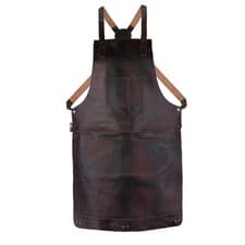 Image of Leathershire Dark Brown Crossbody Leather Apron Butcher Apron BBQ & Grill Apron
