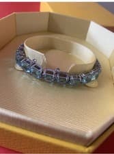 Image of Swarovski Millenia Tennis Bracelet Square Cut Blue Rhodium Plated RRP £250💕