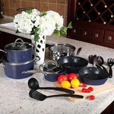 Image of Nonstick Pots Pans Set Induction Hob Frying Pan Saucepan Granite Cookware