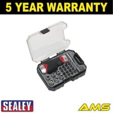 Image of Sealey Premier Fine Tooth Stubby Ratchet Screwdriver Socket & Bit Set 24pc