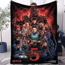 Image of Stranger Things 5 Fleece Blanket Throw Sofa Bed Warm Soft Blanket Flannel Gift