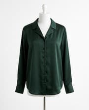 Image of Z Supply Ana Satin Button Up Shirt Garland Green