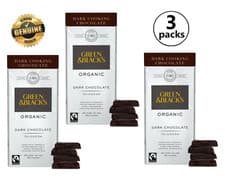 Image of 3x Green & Black Organic Dark Cooking Chocolate 70% Cocoa Intense Rich 150G