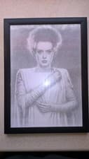 Image of The Bride of Frankenstein A4 Framed Print pencil sketch drawing classic monsters