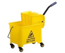 Image of 20L Mop Bucket with Wringer Metal Handle on Wheels for Floor Cleaning Yellow