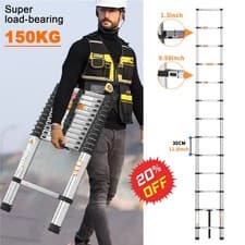 Image of 2.6/3.2/3.8M Heavy Duty Multi-Purpose Stainless Steel Telescopic Ladder No-slip