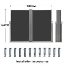 Image of Single/Double Side Garden Retractable Deck Awning Screen Fence Privacy Divider
