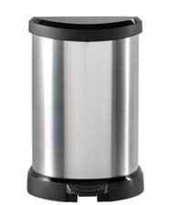 Image of Curver Deco Black & Silver Pedal Bin Kitchen Bathroom Toilet Rubbish Dustbin