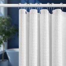 Image of Uniclife White Shower Curtain, 180 x 180 cm Waffle Weave 180 x 180 cm,