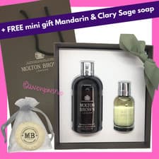 Image of MOLTON BROWN Geranium Nefertum Bath Gel 300ml + EDT 50ml Gift Set Box *DENTED*