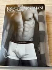 Image of Emporio Armani Black 3 Pack Trunks Stretch Cotton Size Small BNWT