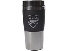 Image of Arsenal Executive Handleless Metallic Travel Mug Black Silver Boxed Mug Coffee T