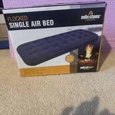 Image of Milestone Camping 88000 Flocked Single Air Bed - Blue