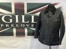 Image of Barbour Men's Blue Frazer Waxed Jacket Size Medium