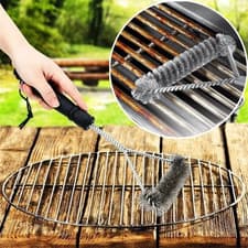 Image of Heavy Duty BBQ Cleaning Brush Grill Cleaner Barbecue Wire Head Steel Handle Tool