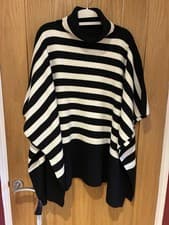 Image of Accessorize Black & White Stripey Poncho