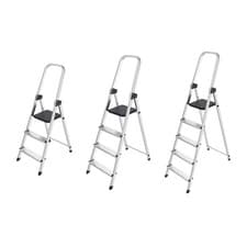 Image of Aluminium Step Ladder With Platform Non Slip Treads Lightweight Aluminium EN 131