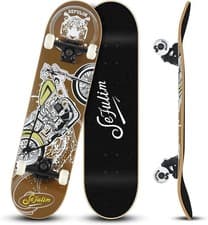Image of 31in Maple Skateboard Complete Double Kick Cruiser Trick Board Moto