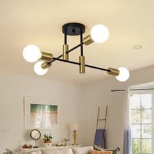 Image of 4-Light Mid Century Semi Flush Mount Ceiling Light Fixture for Bedroom Kitchen