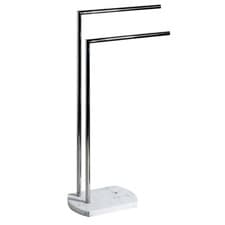 Image of Freestanding Chrome White Double Towel Rail Stand Holder Marble Bathroom