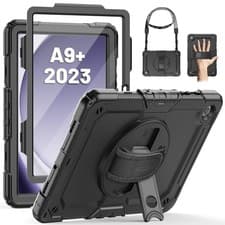 Image of SEYMAC Samsung Galaxy Tab A9 Plus 11 Inch Case Shockproof Rotating Stand Black