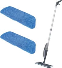 Image of Addis Essentials Microfibre Spray Flat Mop with 2 Replacement Heads, Grey/Blue