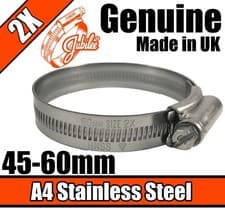 Image of A4 316 Marine Grade Stainless Steel Jubilee Clips Hose Pipe Clamps Worm Drive