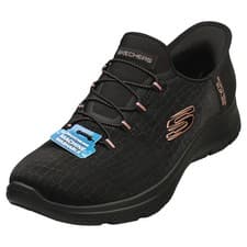 Image of Skechers Slip-ins Summits Vegan Womens Fashion Trainers in Black Gold - 4 UK