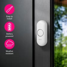 Image of Byron DBY-22317UK Wireless Portable Doorbell Set, 150M Range, 16 Melodies, Whit