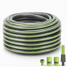 Image of Heavy Duty Garden Hose Pipe Reinforced Leak Proof Nozzle for Outdoor & Plants
