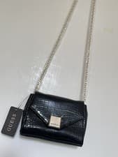 Image of NEW Guess Black Croc Chain Shoulder Bag