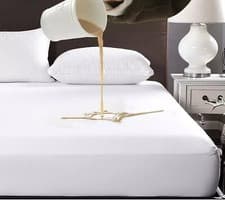 Image of Non-Noisy Waterproof Mattress Protector Fitted Double Bed Cover Anti Allergy Bed