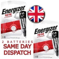 Image of 2 x Energizer 1616 CR1616 3V Lithium Battery Coin Cell Dl1616 Watch Batteries
