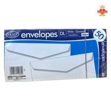 Image of White Gummed DL Envelopes 110/220mm 80gsm 50pcs
