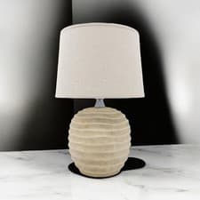 Image of Table Lamp Ivory Fabric Shade 44x20x20cm Metal Base Traditional Inline Switch On