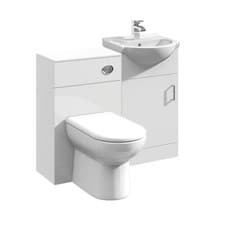 Image of Bathroom 950mm Basin Vanity Unit & Sink Back to Wall Toilet Cabinet BTW Modern