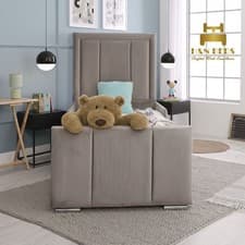 Image of New Kids Bed Frame Panel Plush Velvet Upholstered Gas Lift Storage 2FT6 3FT 4FT