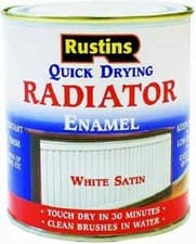 Image of Rustins - Quick Dry Radiator Enamel Paint Satin - WHITE - 250ML
