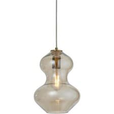 Image of Hanging Ceiling Pendant Light Satin Brass & Champagne Lustre Hour Glass Shade