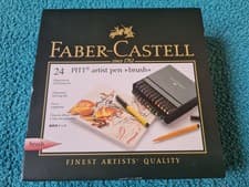 Image of Faber Castell, Pitt Artist Pen x 24, Brush, various colours, presentation box