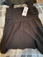 Image of Girls Summer Short Sleeve Dress For 6-7 Years Old Black With White