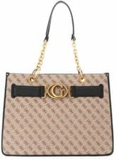 Image of Guess Aviana 4G Logo Shopper Tote Womens Bags In Lattee Black