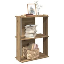 Image of WALPLUS Bookcase 3-Tier Artisan Oak 60x30x80cm Engineered Wood Storage Unit
