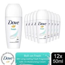 Image of Dove Powder Soft RollOn Antiperspirant 48H Long Lasting Fresh Fragrance50ml,12pk