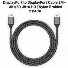 Image of DisplayPort to DisplayPort Cable 2M – 4K@60 Ultra HD | Nylon Braided - 2 PACK