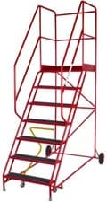 Image of 6 Tread Heavy Duty Mobile Warehouse Stairs - Anti Slip Steps - Steel Frame