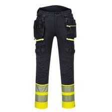 Image of Portwest DX445 Hi-Vis Detachable Holster Pocket Class 1 Trousers - Yellow Black